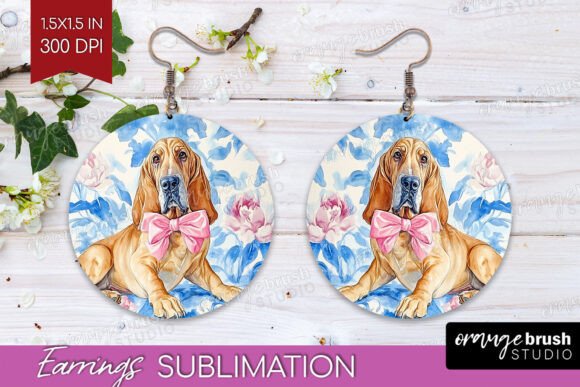Download Bloodhound Dog Blue Toile Round PNG - Bloodhound Collection