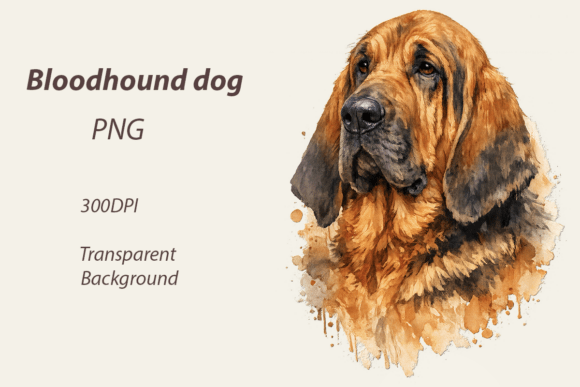 Download Watercolour Bloodhound Dog Png - Bloodhound Collection