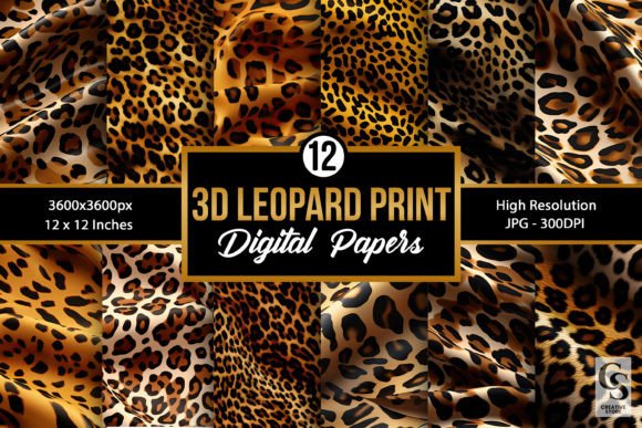 Download 3D Leopard Pattern Digital Papers - Leopard pattern Collection